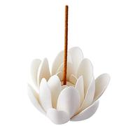GORGECRAFT Céramique Lotus Blanc Brûleur D'Encens Fleur Cône Bâtons D'Encens Titulaire Fait Main Porcelaine Pétales Style Bobine Base Support Support pour Yoga Studio Salon Maison Parfum Décoration
