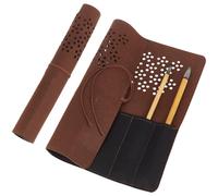 GORGECRAFT Étui à Pinceaux de Calligraphie Marron Étui en Feutre Enroulable Marron 35.5cm Portable 7 Compartiments Étui de Protection et Rangement pour Pinceaux Stylos d'artiste Pochette de Transport