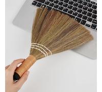 GORGECRAFT Petit Balai à Main en Paille Douce Manche en Bambou Naturel Manche Traditionnel en Paille Robuste Fait Main avec Poils Inclinés pour Nettoyage Balayage Halloween Intérieur Extérieur