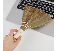 GORGECRAFT Petit Balai à Main en Paille Douce Manche en Bambou Naturel Manche Traditionnel en Paille Robuste Fait Main avec Poils Inclinés pour Nettoyage Balayage Halloween Intérieur comme Extérieur