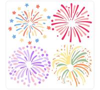 GORGECRAFT Pochoir Feu d'artifice Grand Format Carré de 30x30cm en Plastique Pet Réutilisable Pochoir Creux pour Peinture Bois Mur Tissu Toile Meubles Bricolage Artisanat Scrapbooking