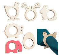 GORGECRAFT Ronds de Serviette en Bois Lot de 24 Décoration de Table de Salle à Manger en Bois Naturel Fait à la Main Lapin en Bois Inachevé Éléphant Serviette Boucles pour Table de Pâques Décoration