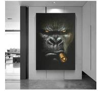 Gorilla Monkey Fumer Peintures Gorilla Portrait Affiches DrôLes Animaux Tableaux Murale Art Moderne Decoration 60x80cm Pas De Cadre