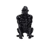 HOME DECO FACTORY - HD1327 Gorille Accroupi en Résine - Décoration Intérieure Moderne - Conçu pour Salon ou Bureau - Taille 14.5 x 14 x 24 cm - Couleur Noire