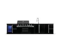 GORILLER® BLACKBACK L2 Cuisine d'extérieur, Barbecue à gaz XXL avec réfrigérateur, évier, plan de travail supplémentaire et espace