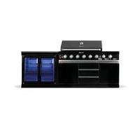GORILLER® BLACKBACK S2 cuisine extérieure, grill à gaz XXL avec double réfrigérateur, acier inoxydable, noir
