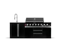 GORILLER® BLACKBACK S3 Cuisine d'extérieur, Barbecue à gaz XXL avec évier, Acier inoxydable, Noir