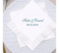 Gorm Serviettes de Mariage Personnalisées pour Réception - Avec Logo, Jetables pour Tous les Jours (50 Pièces)