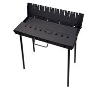 GOROCH mangal Black Edition – barbecue à brochettes au charbon portable en acier 3 mm pour 10 brochettes, pliable en valise, pour camping et jardin