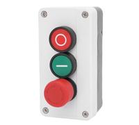 Goshyda Interrupteur d'Arrêt de Démarrage momentané, Station à Bouton-poussoir avec Arrêt d'urgence et Démarrage Vert, Boîtier de Commande Industriel 10A 1NC 1NO, étanche à l'eau IP65 et à la