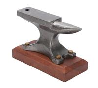 Goshyda Mini Enclume en Acier à Haute Teneur en Carbone avec Base en Bois, Surface de Travail de 75 X 26 Mm et Trou Traversant pour les Projets de Forgeron et le Façonnage du Métal