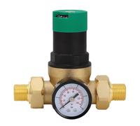 Goshyda Régulateur de Pression d'eau avec Réducteur en Laiton 0-1 MPa, Piston à Bouton Réglable pour Robinet de Chauffage, Sortie d'entrée Standard pour Purificateur, Chauffe-eau à Gaz sans (1/2