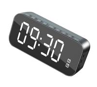 Goshyda Réveil à Affichage Miroir, Haut-parleur Bluetooth, Horloge Numérique, Haut-parleur sans Fil avec Grand Volume, Portable Rechargeable 1200 MAh pour Voyage, Bureau, Utilisation de Bureau (BLACK)