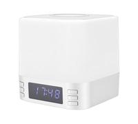 Goshyda Réveil avec Machine Sonore pour Chambre à Coucher, Haut-Parleur Stéréo Bluetooth avec Chargement sans Fil, Veilleuse 7 Couleurs, Machine à Bruit Blanc pour Dormir (Silver)