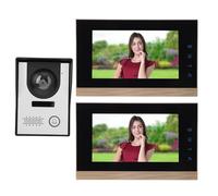 Goshyda Système D'interphone Vidéo Filaire, Sonnette Vidéo avec 2 écrans Intérieurs, Prend en Charge L'interphone Vidéo, Déverrouillage, Caméra de sécurité Visuelle pour Maison, (Prise UE)