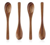 Gosknor 4pcs Petites Cuillères en Bois, 16cm Set de Cuillères à Thé pour Miel Sucre Café thé Desserts Polyvalent Ustensiles de Cuisine pour Mélanger Cuisiner Usage Quotidien