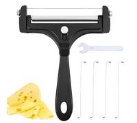 Gosknor 6pcs Kit de Coupe-Fromage en Acier Inoxydable avec 4 Fils Supplémentaires et Clé Trancheuse Portative pour Fromage en Bloc et Beurre (Noir)