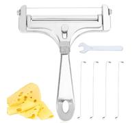 Gosknor Kit de 6 trancheuses à fromage, coupe-fromage en acier inoxydable avec 4 fils supplémentaires et clé à molette, coupe-beurre portable pour bloc de beurre (argent brillant)
