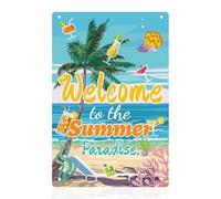 Gosknor Panneau de Bar, Bienvenue au Paradis d'Été Décoration Murale Art Mural Décoratif Signalisation pour Maison Bar Maisons Plage Arrière-Cour Décoration Murale, 30x20cm