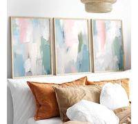 GOSRD Décoration murale moderne et abstraite aux tons pastel neutres, style galerie, poster minimaliste bleu blush (30x45cm-3 pièces)