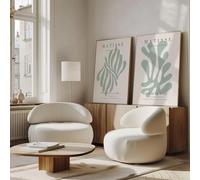 GOSRD Ensemble de 2 affiches sur toile encadrées, style Matisse vert sauge, style moderne du milieu du siècle, pour la décoration du salon (70 x 100 cm - 2 pièces)