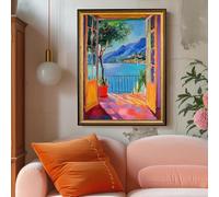 GOSRD Peinture sur toile Henri Matisse, affiche abstraite avec fenêtre ouverte, décoration murale pour salon, maison (70 x 110 cm)