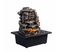 GOSSI Fontaine de méditation avec lumières LED, fontaine à eau de table d'intérieur décorée avec des roches de rivière naturelles, décoration de détente de bureau et de maison, décoration de Noël