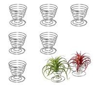 Gotetiso 6 Pièces Supports pour Plantes Aériennes Air Support de Plante Mini Supports Géométriques en Métal Vase à Plantes à Air Rack Tillandsia Planteur Présentoirs Base Argent
