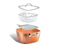 GOTHAM STEEL Poêle à frire carrée profonde antiadhésive, grande poêle de cuisson de 9,5 po avec revêtement antiadhésif en céramique, marmite à friteuse profonde av