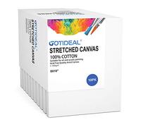 Gotideal - Lot de 10 toiles tendues 100% coton - Blanc - 20,3 x 25,4 cm - Pour peinture acrylique, peinture à l’huile, supports secs et humides