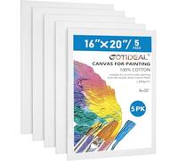GOTIDEAL Lot de 5 panneaux de toile 40,6 x 50,8 cm avec apprêt professionnel blanc vierge - 100 % coton pour peinture, peinture acrylique, peinture à l'huile et support artistique sec et humide