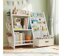 GoTiling Bibliotheque Etagere Rangement pour Enfant: Montessori Bibliothèque à 3 Niveaux avec Tiroir - Étagère pour Jouets et Livres pour Chambre