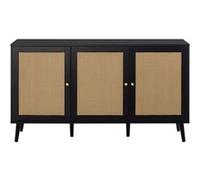 Goto - buffet bas - noir et cannage - 3 portes - 140 cm - Noir