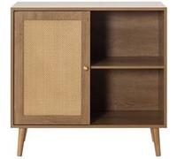 Bestmobilier Goto - Buffet Haut - Effet Bois et cannage - 80 cm