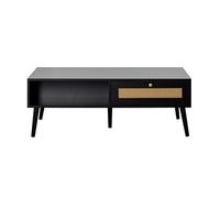 Bestmobilier Table basse Goto – Noir et cannage – 110 cm