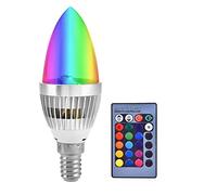 GOTOTOP Ampoule LED, E14/E12 3W RGB LED Ampoule Télécommande Changement de Couleur Bougie Ampoule RGB Stage Disco Party Lampe pour Home Bar Party KTV Mood Ambiance Lighting(Couvercle Transparent E14)