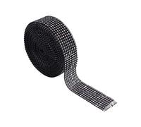 GOTOTOP Ruban Strass 8 rangées, Rouleau d'enveloppe de Maille Diamant Ruban Faux Cristal Strass pour gâteaux de Mariage, fête de Naissance, décoration d'anniversaire, 1,4 Pouces x 10 mètres(Noir)