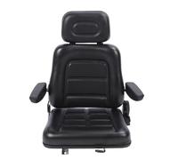 GOTOTOP Siège de Tracteur Pliable en Cuir PVC Noir avec Plage de Coulissement de 8 Cm Réglable de 30 à 180 Degrés pour Tondeuse, Chargeuse Compacte, Opérateurs de Pelle Rétrocaveuse (Avec Accoudoir)