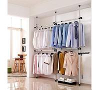 GOTOTOP Support télescopique pour armoire à vêtements avec étagère télescopique, système de rangement télescopique, support pour vêtements de garde-robe Stender Height Adjustable