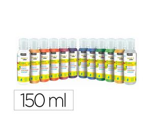 Gouache acrylique pebeo acrylcolor tous supports coloris assortis pailletes lot 12 flacons x 150ml