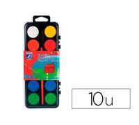 Gouache lefranc bourgeois pastille 28mm diamètre boîte 12 coloris + 1 pinceau