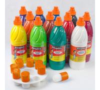 Gouache liquide cleopatre nefertari 1l + palette + 8 pinceaux pochoirs assortiment de 12 unites