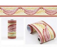 GouieRylin Bordure Frise papier peint Draperie rouge Décoration murale amovible Frise Murale Bordure de Tableau d'Affichage Découpée Autocollant imperméable en PVC Plinthe 10cm X 900cm