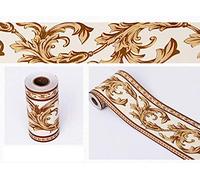 GouieRylin Frise Murale Adhesive Bordure Papier Peint Frise Autocollante pour Cuisine, Salle de Bains, Plafond, Salon, Chambre Décoration Murale Fleurs brunes 10cm X 900cm
