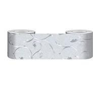 GouieRylin Frise Murale Adhesive Bordure Papier Peint Frise Autocollante pour Cuisine, Salle de Bains, Plafond, Salon, Chambre Décoration Murale Vigne d'argent 20cm X 500cm