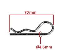 GOUPILLE BETA DIAMETRE 4.6MM x LONGUEUR 70MM EPINGLE A CRAN TONDEUSE MOTOCULTEUR DEBROUSSAILLEUSE REMORQUE MOTO MOBYLETTE SCOOTER BR