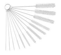 Goupillon Biberon, Brosses de Nettoyage 13 pièces, Brosse en Nylon 21 cm, Mini Brosse en Acier Inoxydable, pour Bouteilles, Pailles, Biberons, Tasses, Tuyaux, Machines à Café - Blanc
