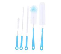 Goupillon de Nettoyage à Long Manche Bleu 5 Pièces | Pp et Fil D’acier, Nettoyage des Taches Tenaces, pour Biberons et Tasses