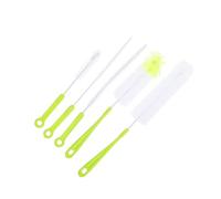 Goupillon Long Manche pour Biberon, Lot de 5, Vert | Pp et Fil D’acier, Nettoyage Minutieux, pour Bouteilles de Lait et Cafetière, Décontamination Facile