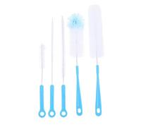 Goupillon Lot de 5 Bleu, à Long Manche, pour Biberon | Brosse de Nettoyage Pp et Fil D’acier, pour Bouteilles et Tasses, Nettoyage Pratique des Taches Tenaces